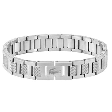 Ατσάλινο βραχιόλι Lacoste 2040117 ανδρικό σε ασημί χρώμα από ανοξείδωτο ατσάλι με ρυθμιζόμενο μήκος 19-22cm.